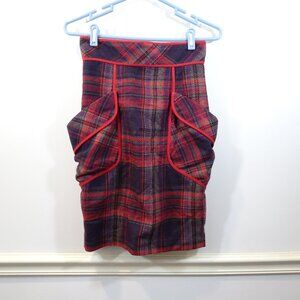 Anthropology Plenty Tracy Reese Glasbury Wool Plaid Pockets Skirt Sz 2 Academia